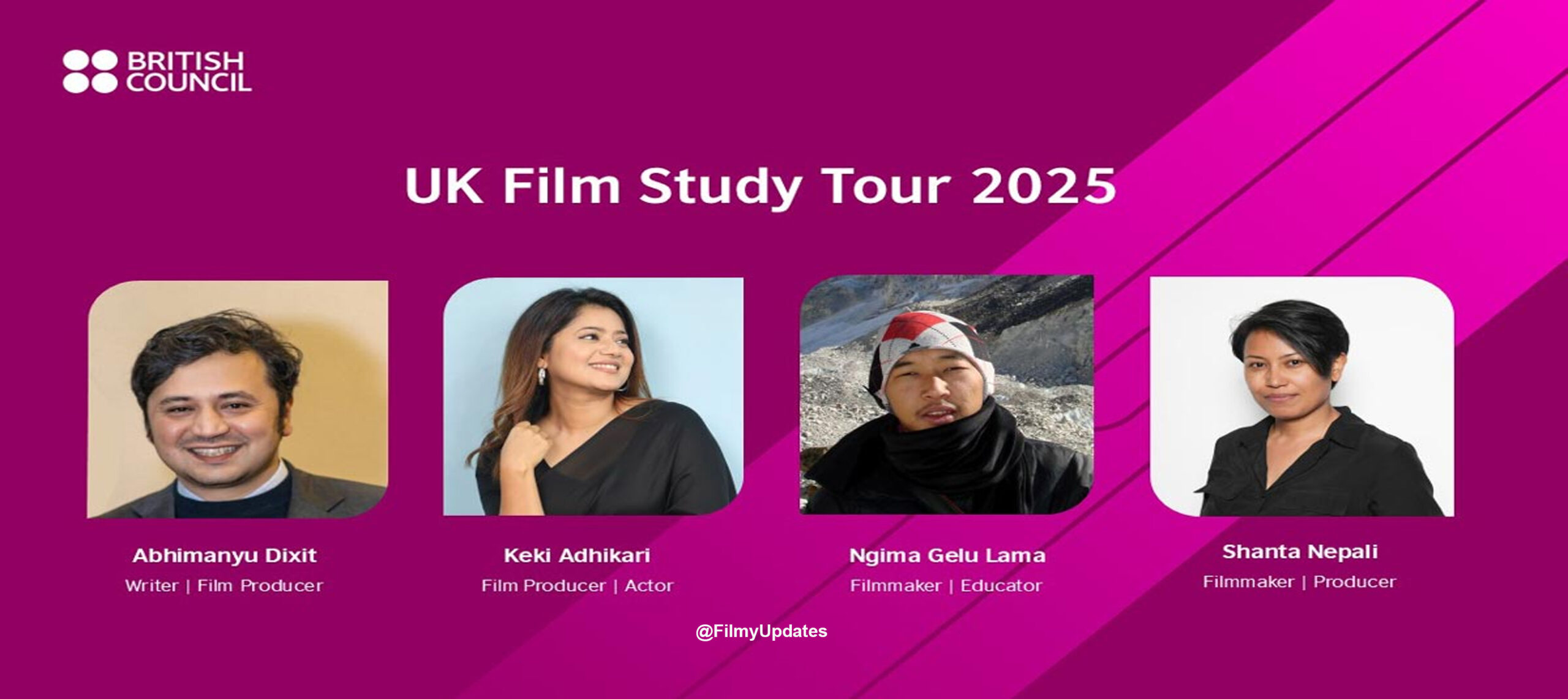 Four Nepali filmmakers selected for the UK Film Study Tour 2025 organized by the British Council Nepal.