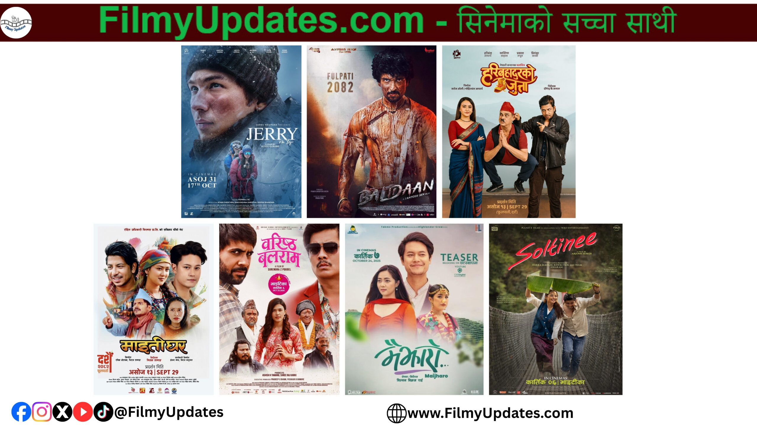 Nepali box office collection report Dashain Tihar 2082 showing ‘Jerry On Top’ leading the list